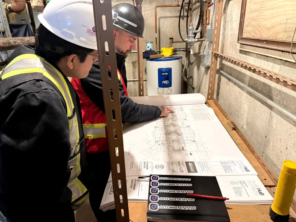 CPW Contracting reviewing welding drawings and QA/QC requirements on site in Vancouver