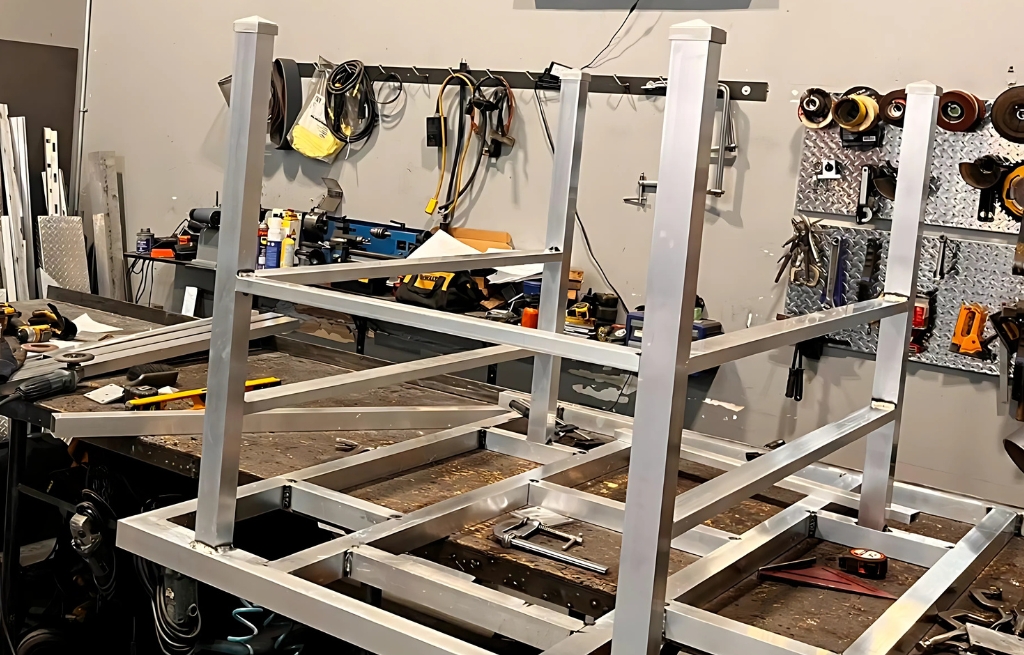 Custom aluminum frame assembly fabricated by CPW Contracting in New Westminster BC